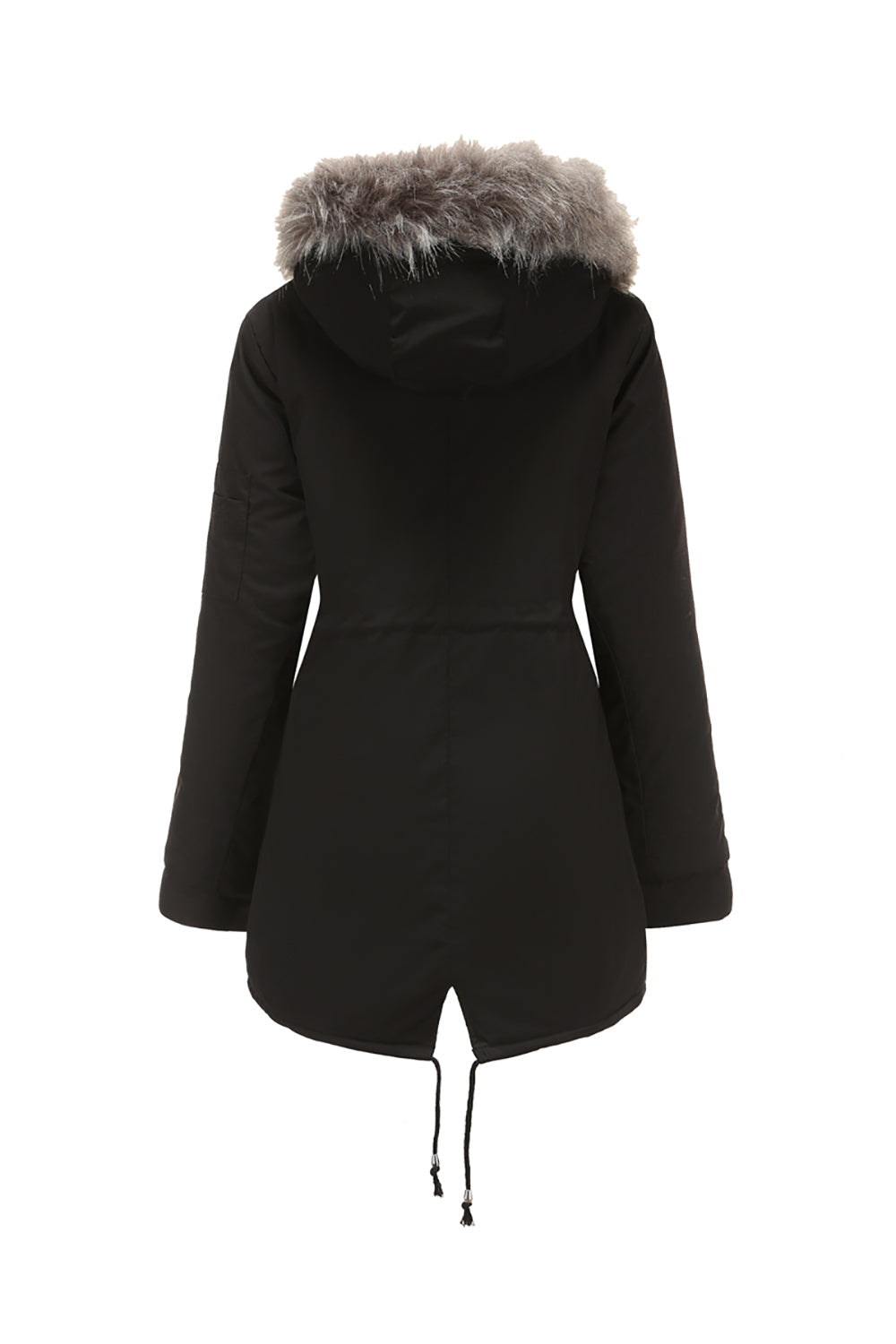 Army Green Mid-Lengde hette Winter Warm Plus Fleece Coat