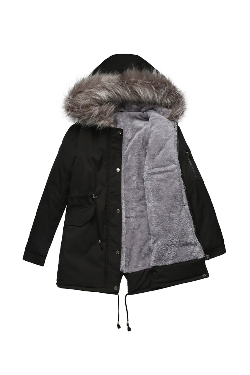 Army Green Mid-Lengde hette Winter Warm Plus Fleece Coat