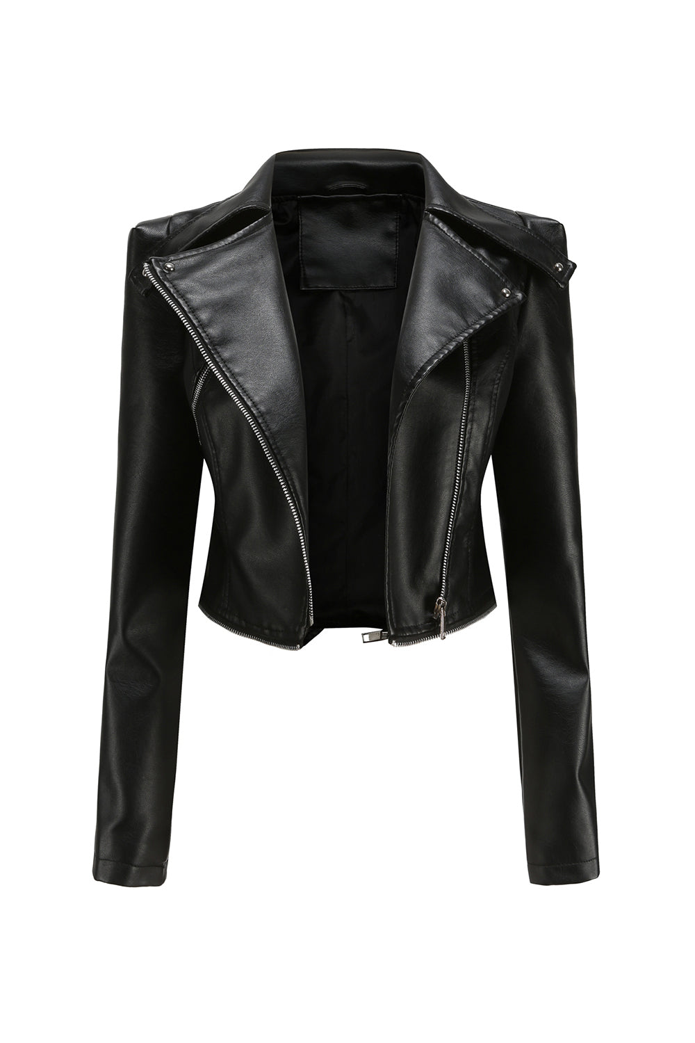 Hakket lapel aprikos avtakbar glidelås kort jakke