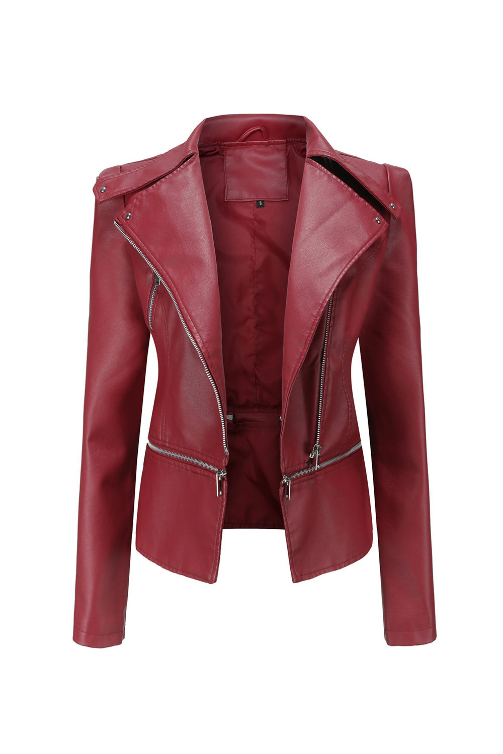 Hakket lapel aprikos avtakbar glidelås kort jakke