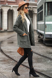 Grå Mid Lengde hakket Lapel Fleece Coat