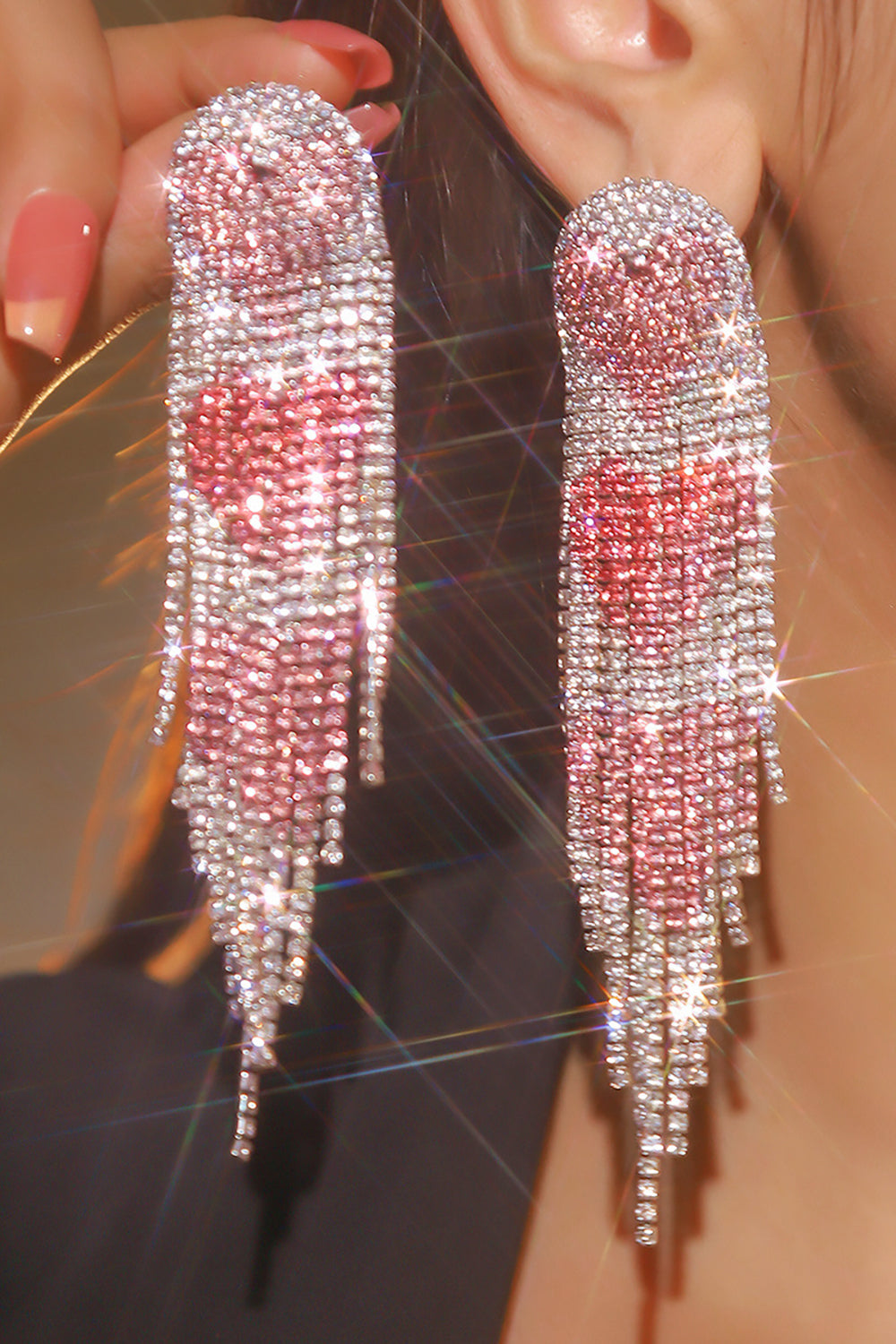 Red Heart Trendy Full Diamond Tassel øredobber