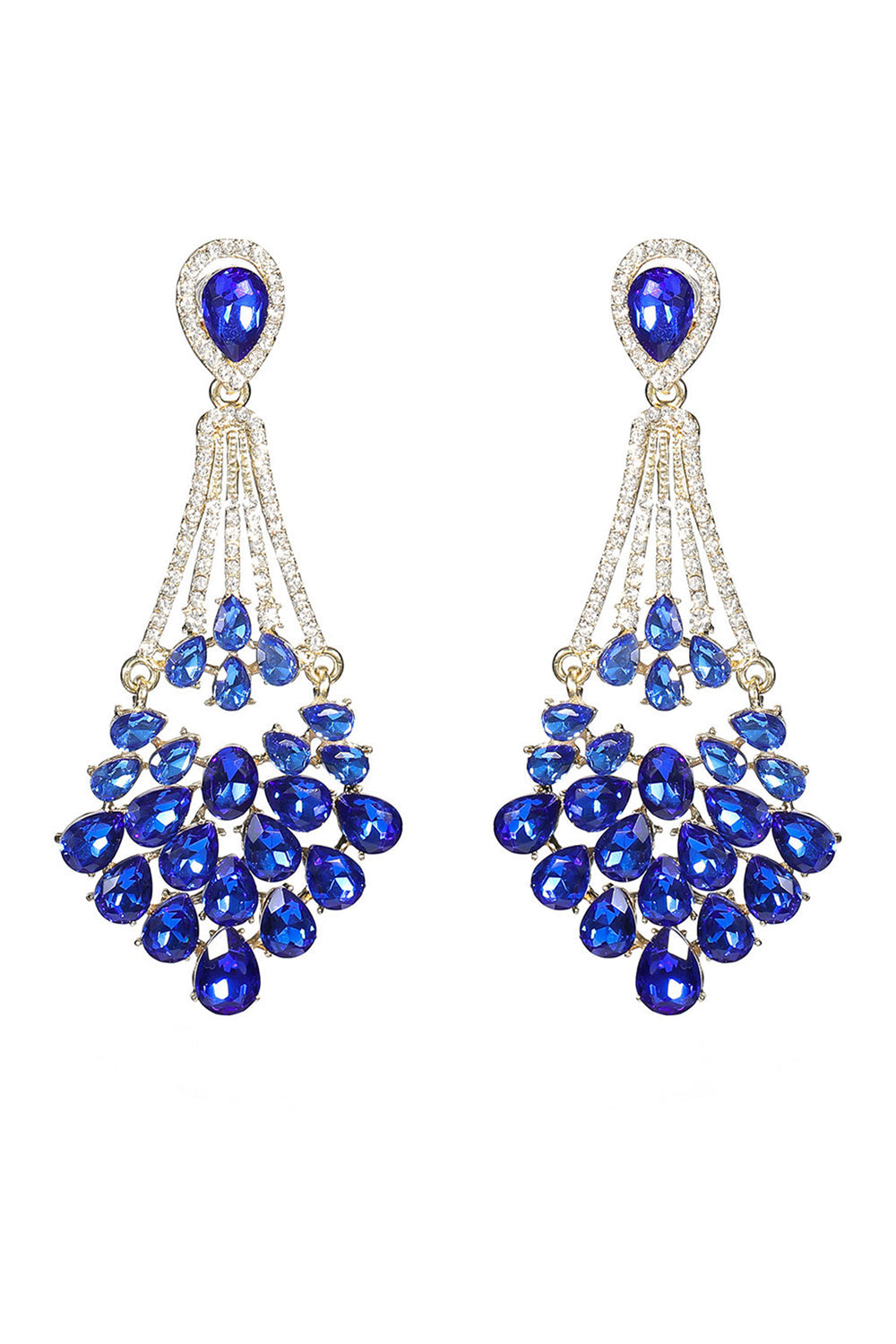 Royal Blue Rhinestone Stud øredobber