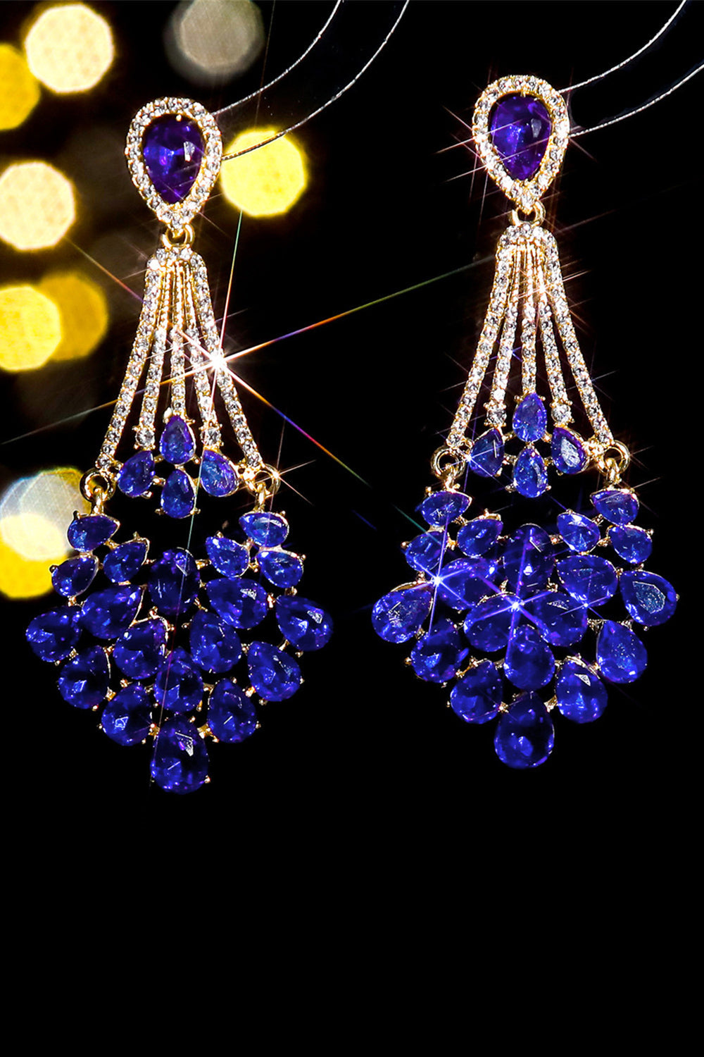 Royal Blue Rhinestone Stud øredobber