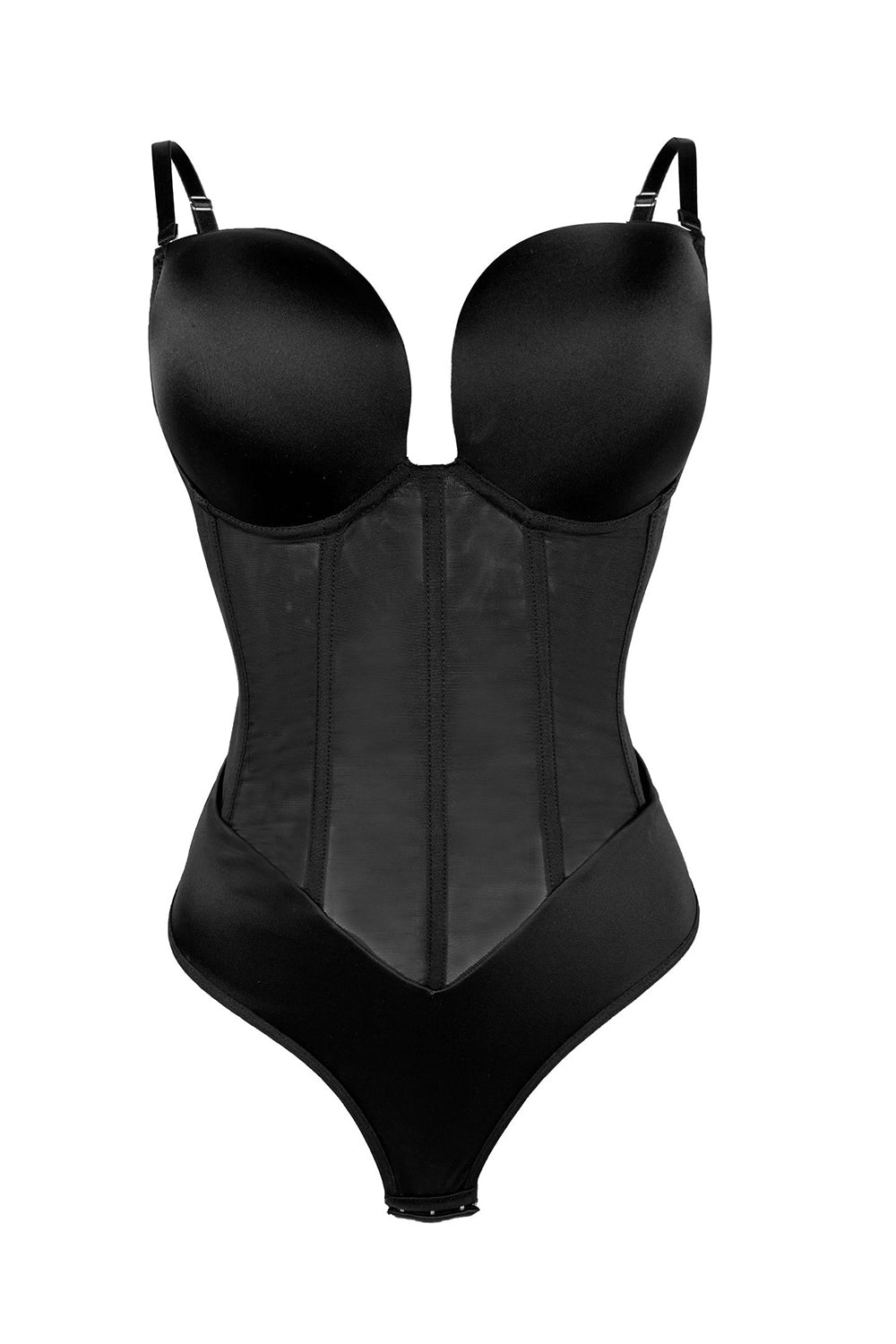 Svart korsett Magekontroll Butt Lifting Bodysuit Shapewear
