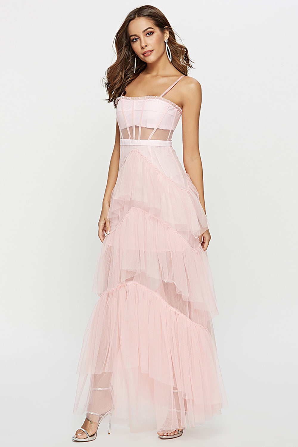 Svart korsett asymmetrisk tyll lang ballkjole