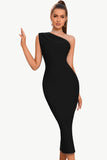 bodycon en skulder svart fest kjole