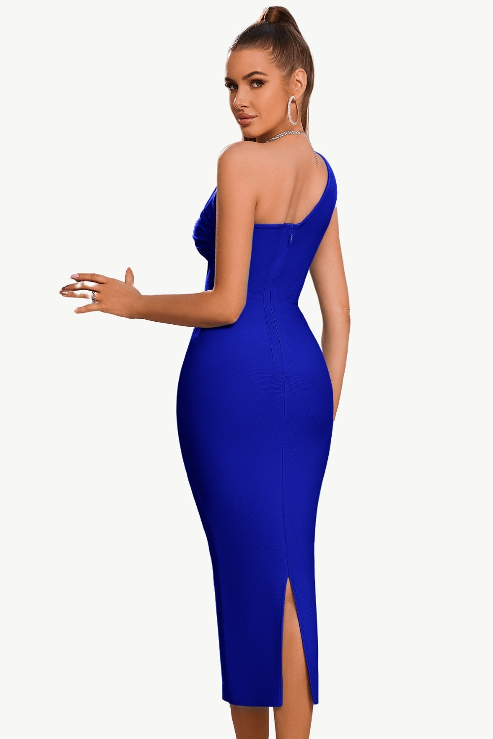 bodycon en skulder svart fest kjole