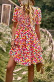 Av skulderen Black Floral Print Summer Dress