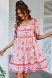 V Neck Bohemian Style Trykt Blå sommerkjole