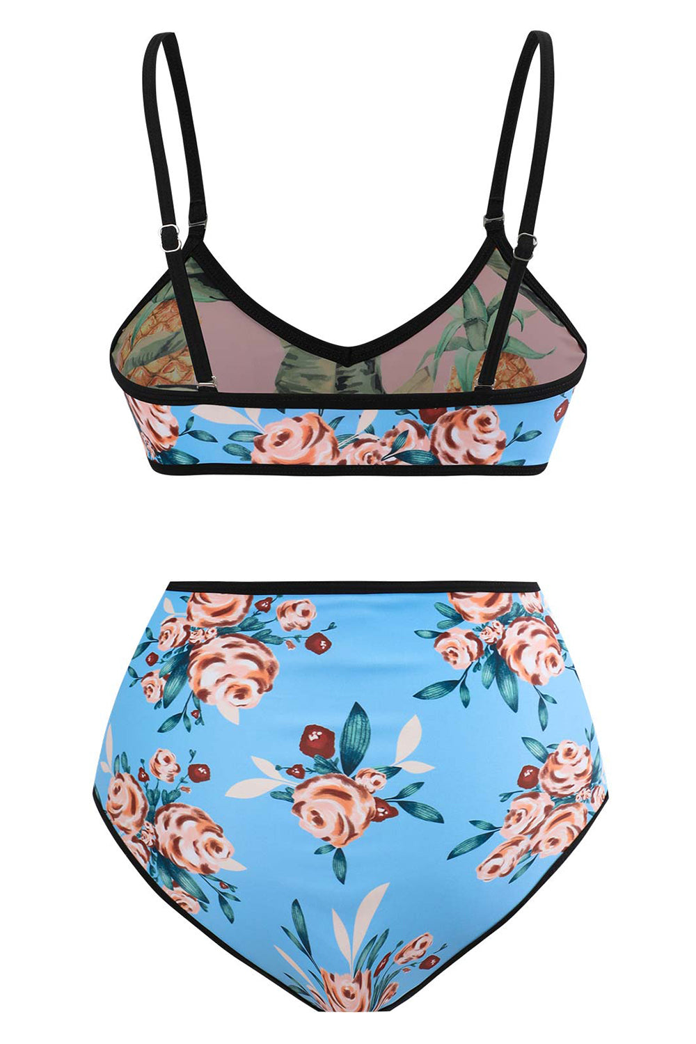Floral Trykt 3 Piece Bikini Set med Beach Skirt