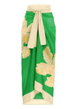 To Piece Trykt Green Bikini Set med Beach Skirt