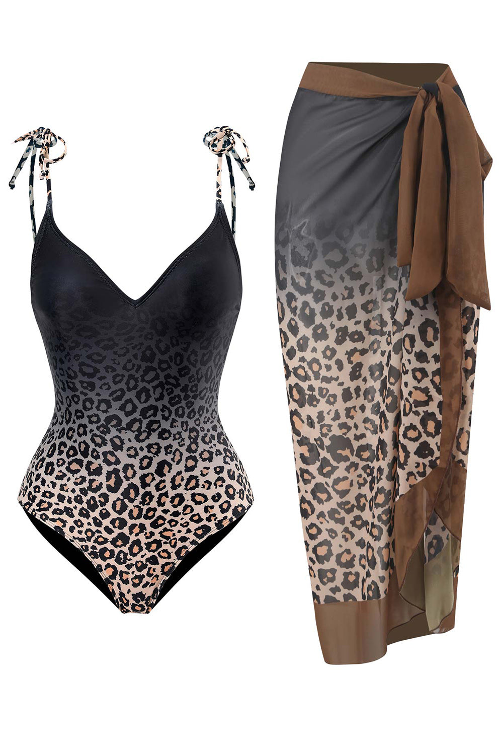 One Piece Brown badedrakt med strandskjørt