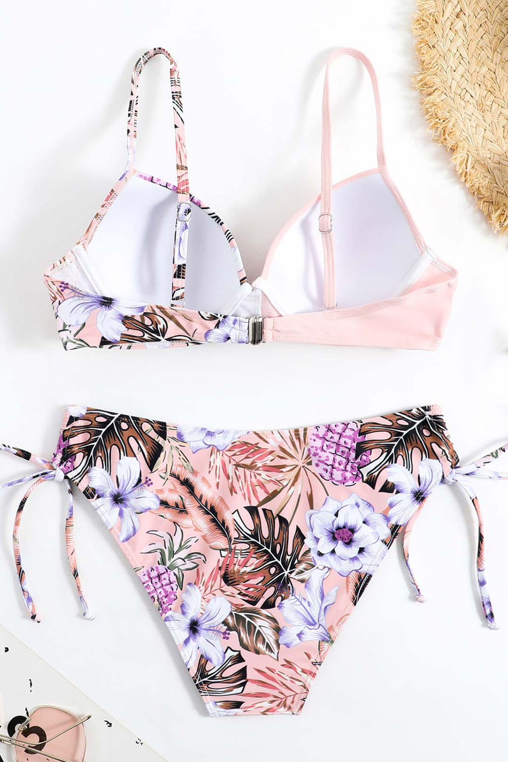 Grønn front kryss todelt bikini sett