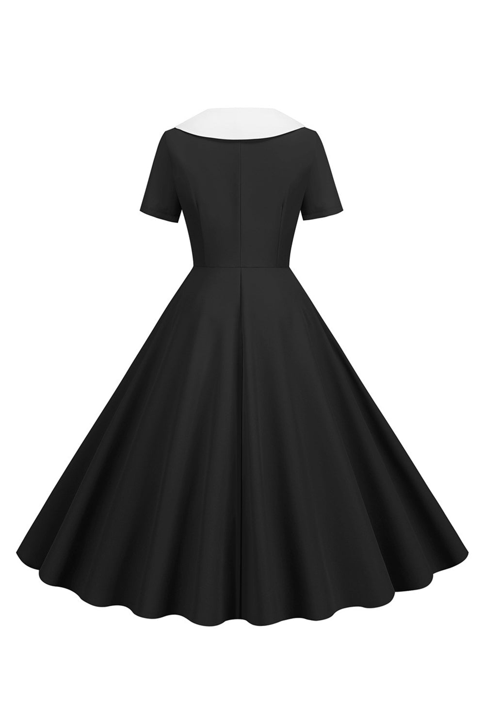 Peter Pan Collar Swing kjole fra 1950-tallet med korte ermer