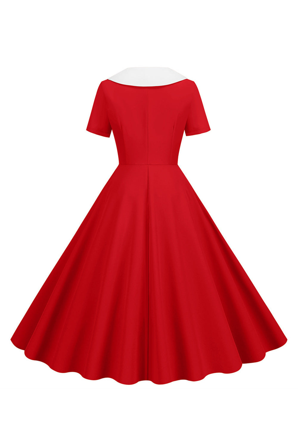 Peter Pan Collar Swing kjole fra 1950-tallet med korte ermer