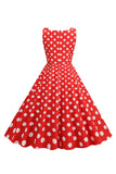Svart Polka Prikker Vintage 1950-tallet Kjole