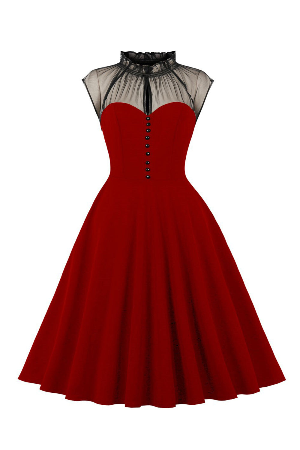 Black A Line Vintage 1950-tallet kjole med knapper