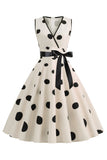 Lyseblå Polka Dots Vintage kjole fra 1950-tallet
