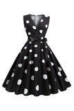 Lyseblå Polka Dots Vintage kjole fra 1950-tallet