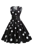 Lyseblå Polka Dots Vintage kjole fra 1950-tallet