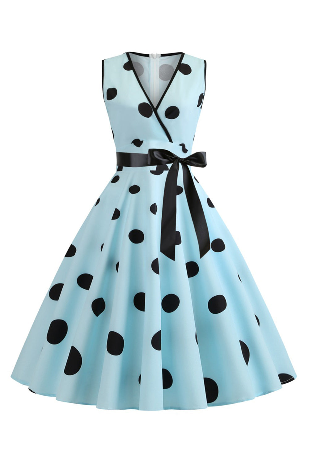 Lyseblå Polka Dots Vintage kjole fra 1950-tallet