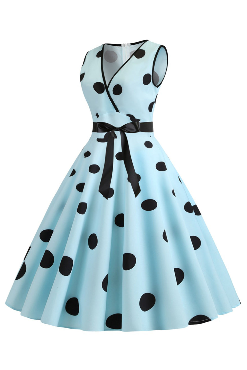 Lyseblå Polka Dots Vintage kjole fra 1950-tallet