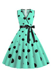 Lyseblå Polka Dots Vintage kjole fra 1950-tallet