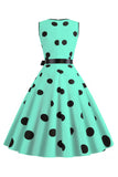 Lyseblå Polka Dots Vintage kjole fra 1950-tallet
