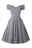 Svart Gingham Vintage kjole fra 1950-tallet