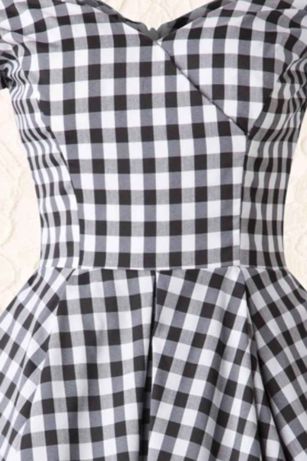 Svart Gingham Vintage kjole fra 1950-tallet