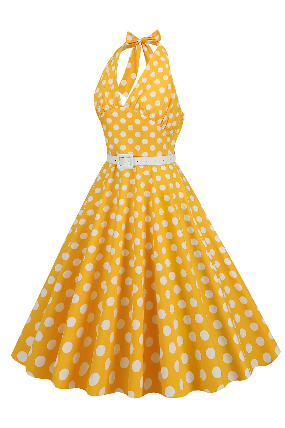 Hepburn Style Halter Neck Polka Dots Rød kjole fra 1950-tallet