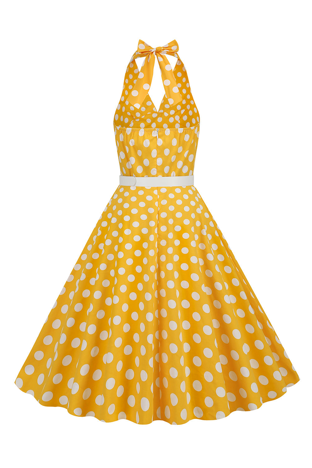 Hepburn Style Halter Neck Polka Dots Rød kjole fra 1950-tallet