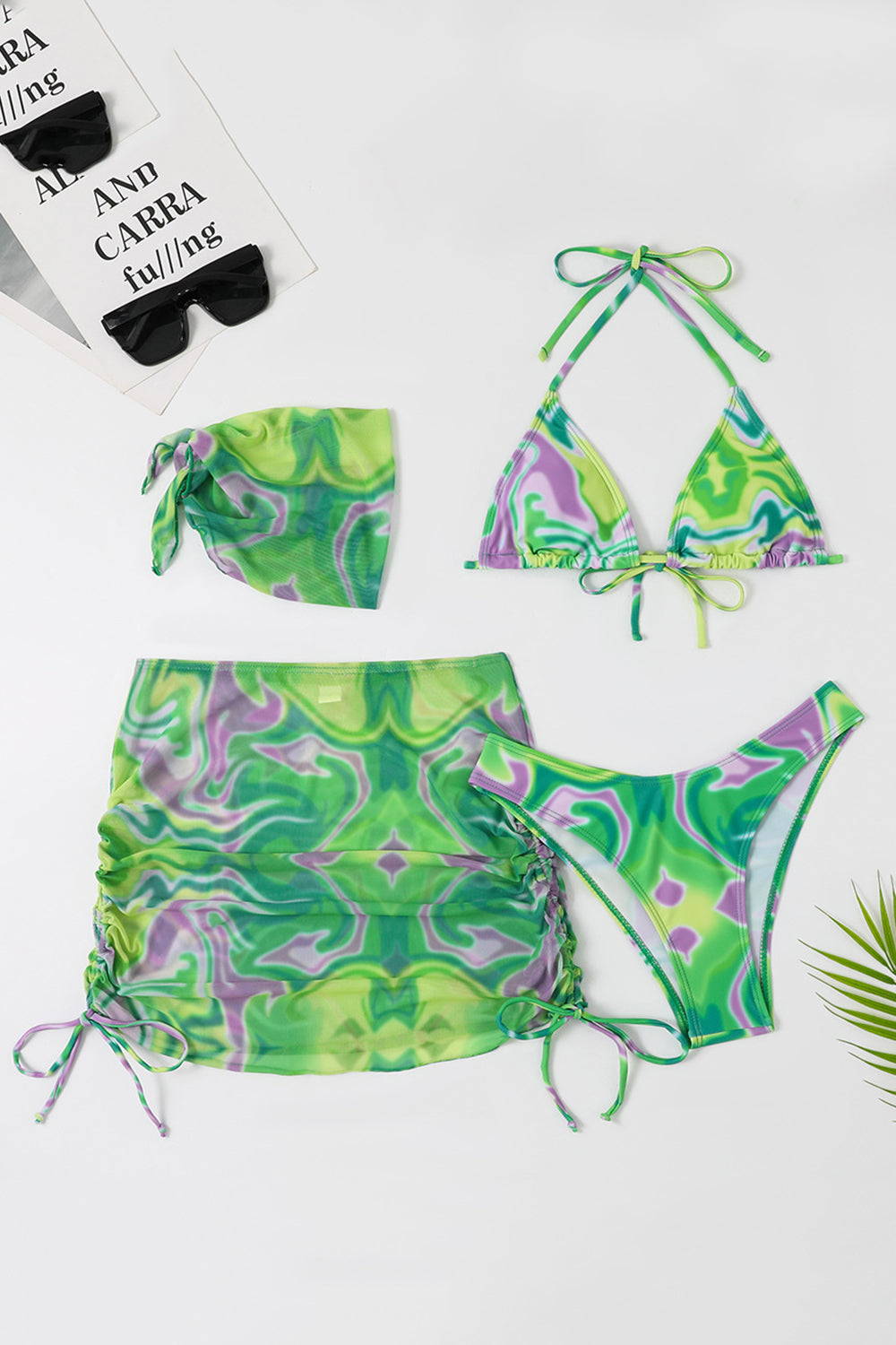 Halter Neck Orange Trykt Bikini