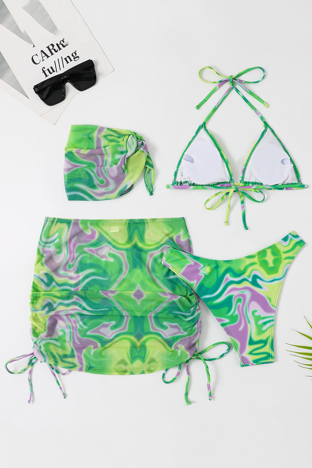 Halter Neck Orange Trykt Bikini