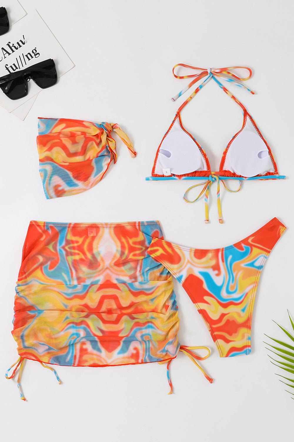 Halter Neck Orange Trykt Bikini