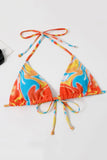 Halter Neck Orange Trykt Bikini
