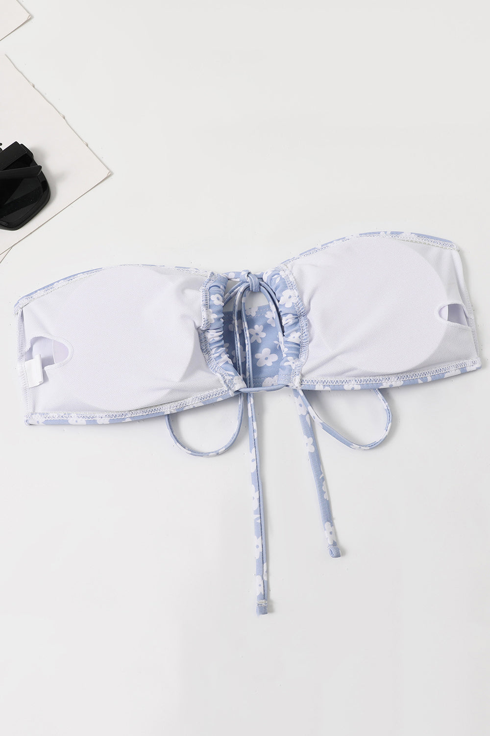 Todelt tube topp rosa blomstret badedrakt