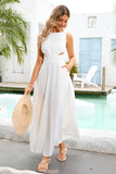 Hvit sommer midi casual kjole