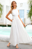 Hvit sommer midi casual kjole