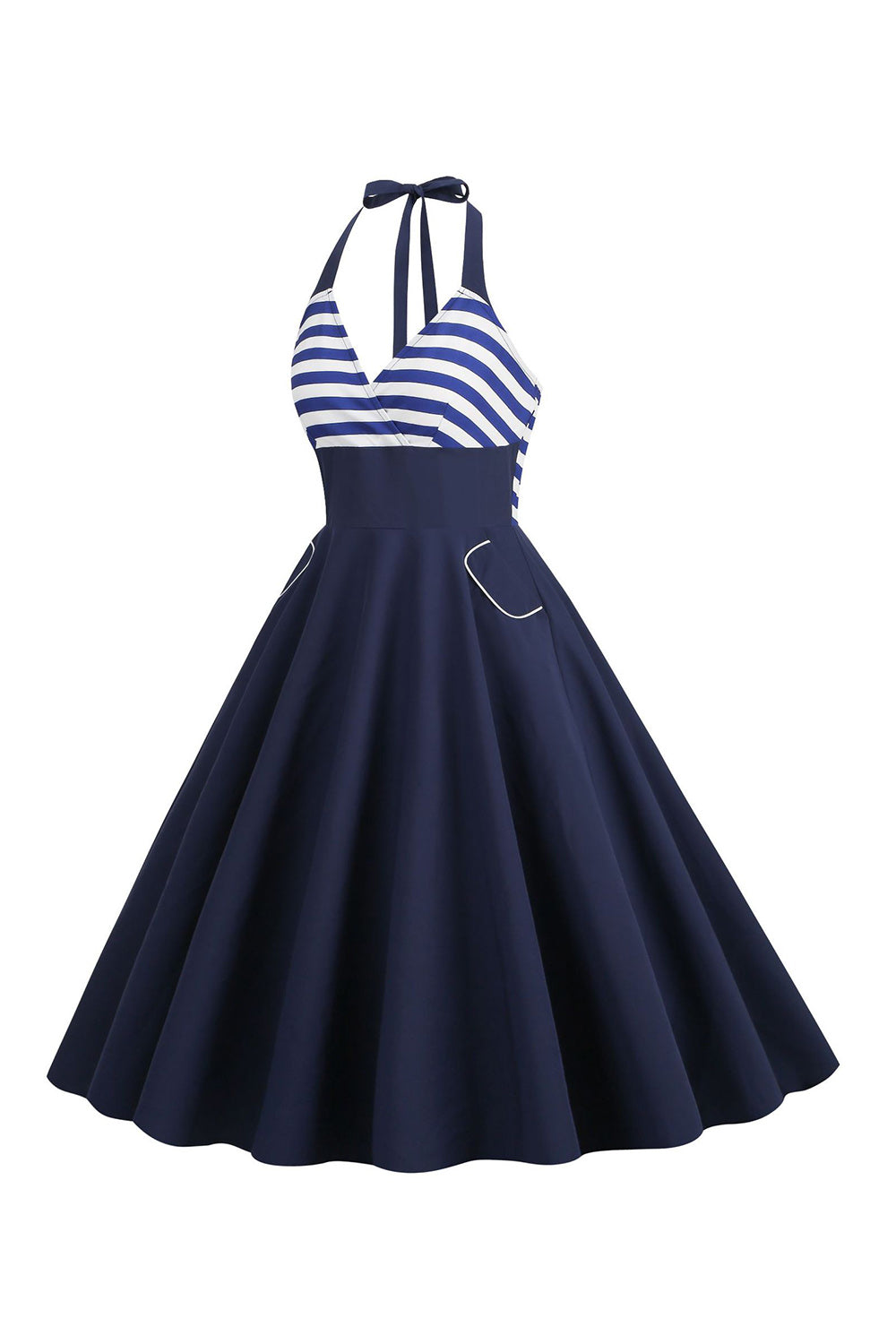 Striper Halter Swing kjole fra 1950-tallet