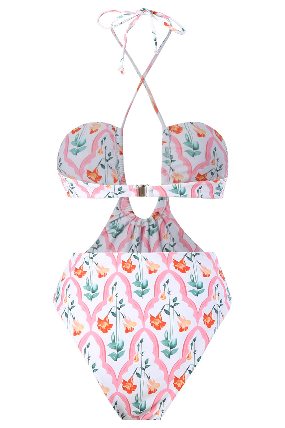 Halter Neck Nøkkelhull One Piece Bikini med strandskjørt