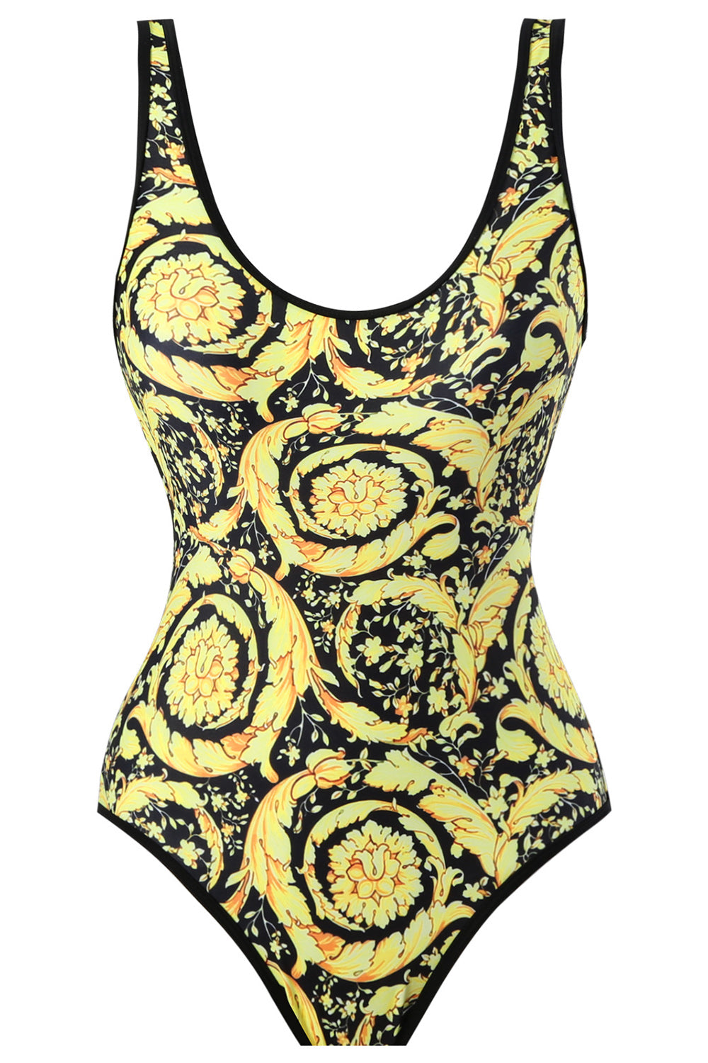 One Piece Green Trykt High Waist badetøy med strandskjørt