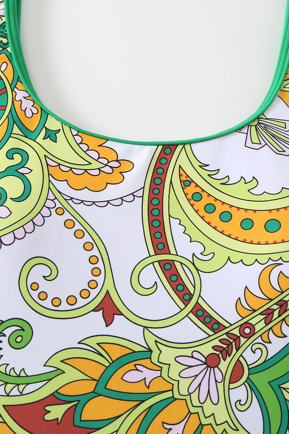 One Piece Green Trykt High Waist badetøy med strandskjørt