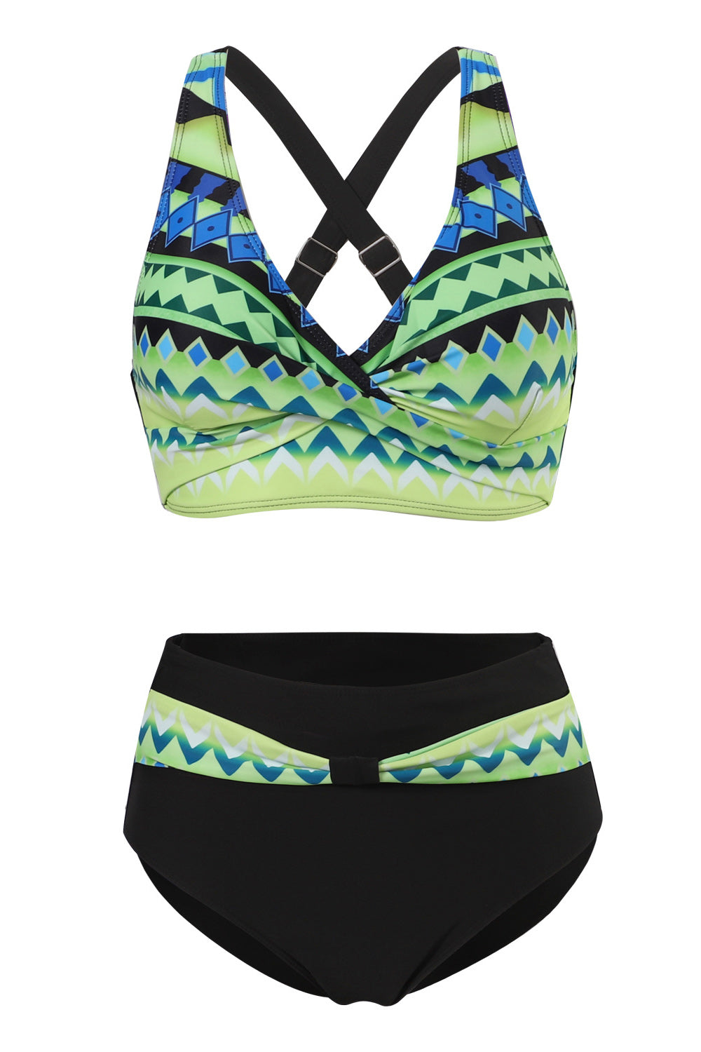 Todelt blått atletisk badetøy med shorts