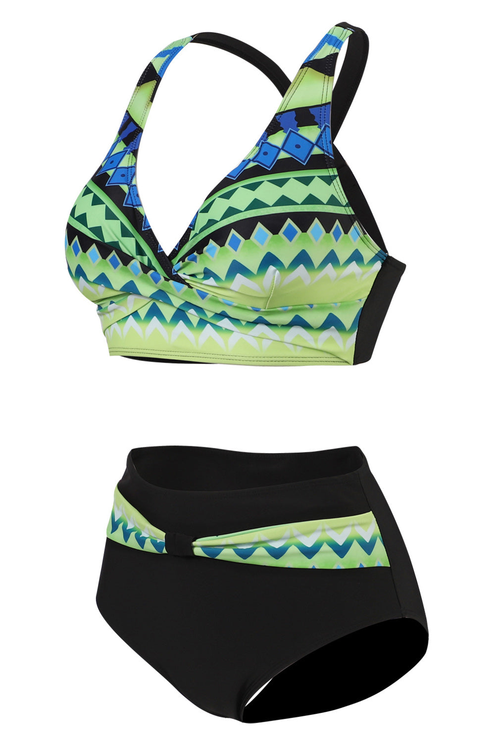 Todelt blått atletisk badetøy med shorts