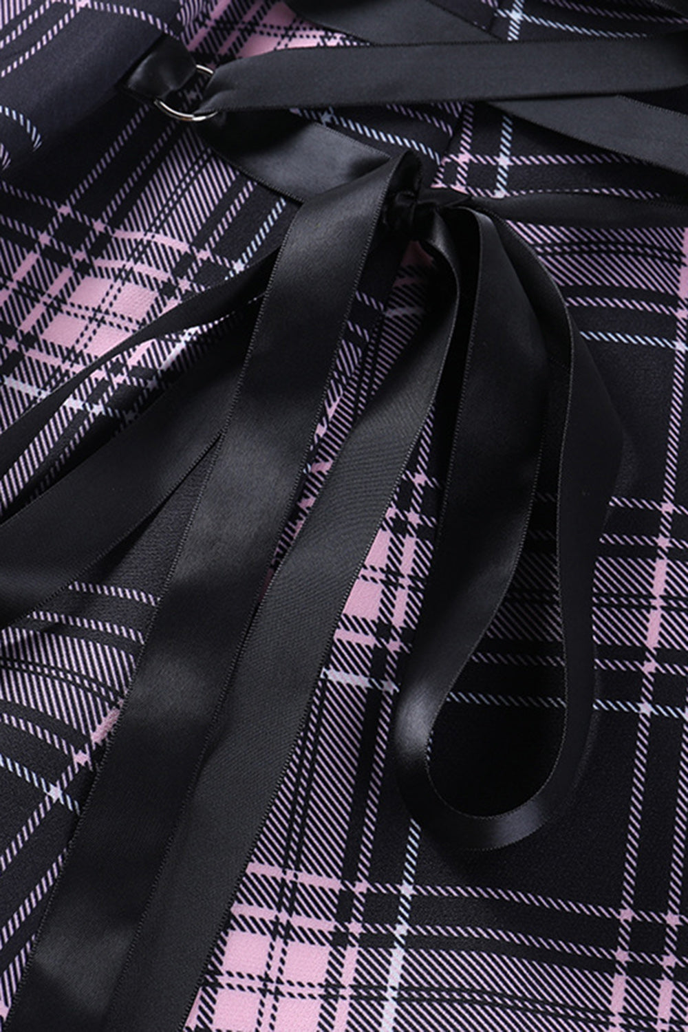 Rosa rutete ermeløs glidelås vintage kjole