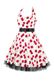Hepburn Style Halter Tulle Black Trykt kjole fra 1950-tallet