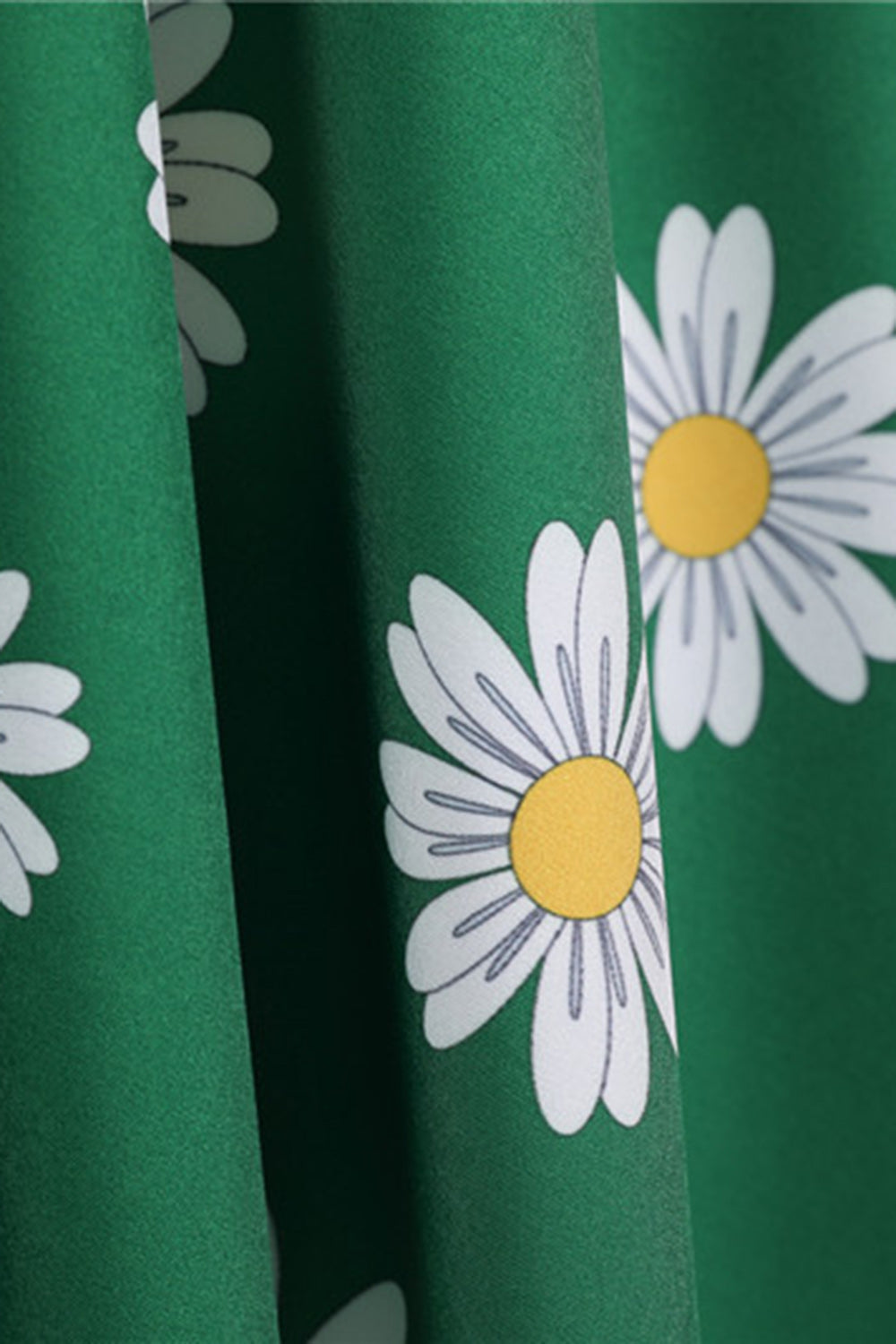 Ermeløs trykt gul kjole fra 1950-tallet