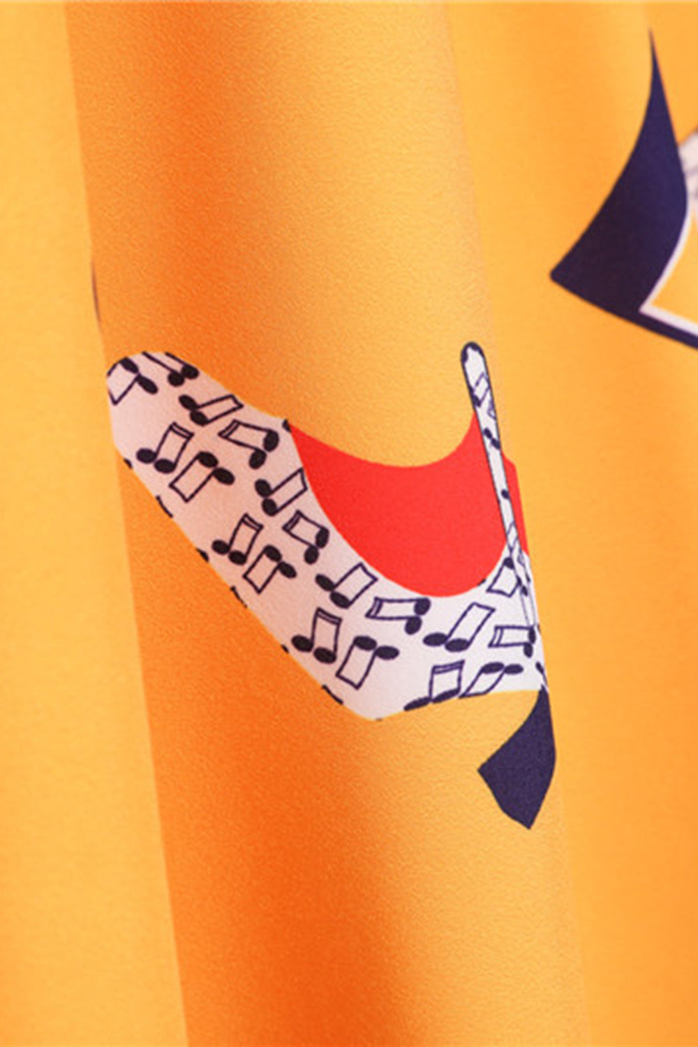 Trykt ermeløs gul vintage kjole